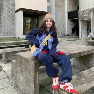 羽绒棉马甲女秋冬2025新爆款 蓝格子背心叠穿马夹外套潮 小个子韩版