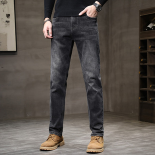 宽松小直筒弹力青年春秋款 男款 黑色长裤 2022秋季 潮 男士 新款 牛仔裤