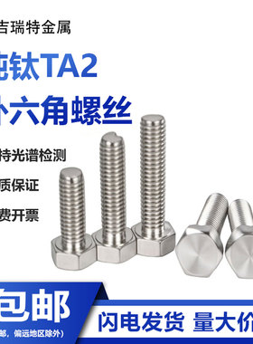 纯钛TA2外六角螺丝钛合金螺栓Gr2钛螺杆钛钢螺钉M3M4M5M6M8M10M20