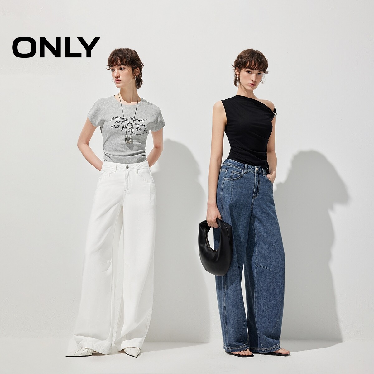 ONLY阔腿裤长裤牛仔裤