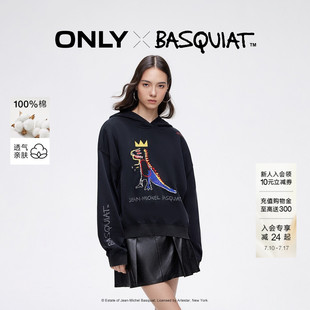 ONLY冬季BASQUIAT联名纯棉宽松连帽卫衣上衣女|12439S039
