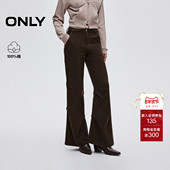 新款 复古纯棉舒适捏褶立体感长裤 显瘦喇叭裤 ONLY2025冬季 休闲裤 女