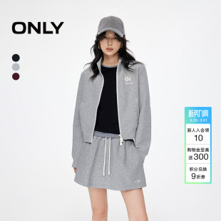 卫衣上衣女 饰插肩长袖 ONLY春季 挺阔立领剪裁设计撞色字母装