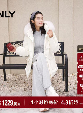 ONLY白鹅绒毛领工装派克羽绒服