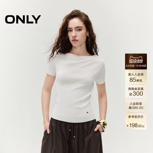 ONLY通勤风纯色针织短袖T恤上衣