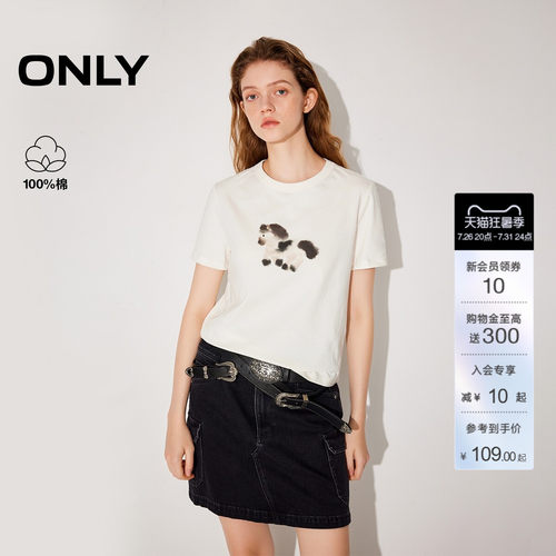 ONLY马年系列印花圆领短袖T恤