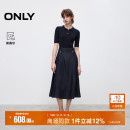 中长裙连衣裙女 针织牛仔拼接A型伞摆假两件短袖 ONLY2025秋季 新款