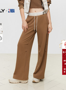 ONLY冬季NBA联名款纯棉高腰直筒裤休闲裤子|12441D002