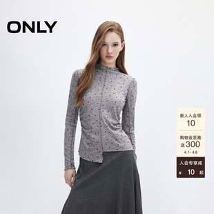 T恤女 124302010 百搭潮流抽褶波点印花轻薄长袖 ONLY秋季