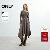 优雅拼接假两件吊带露肩长袖 ONLY2026春季 新款 A字伞裙连衣裙女