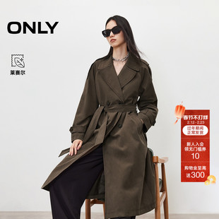 【王牌风衣】ONLY2025冬季新款老钱风双排扣收腰廓形长款显瘦外套