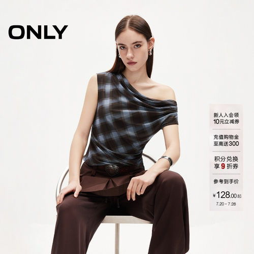 ONLY无袖款荡领显瘦短款T恤上衣