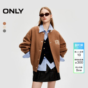 ONLY冬季 124322003 潮流口袋字母刺绣棒球领撞色棉服女