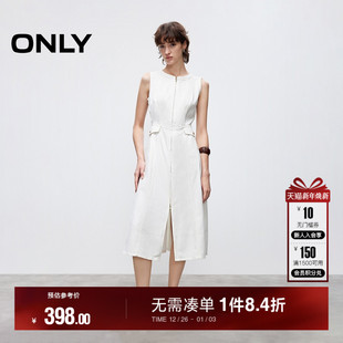 牛仔裙连衣裙女 双向拉链水洗拼接剪裁圆领无袖 ONLY2025秋季 新款