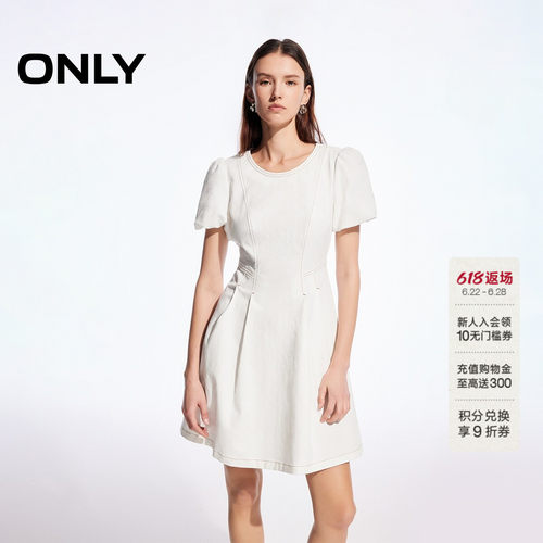 ONLY泡泡袖短裙牛仔连衣裙