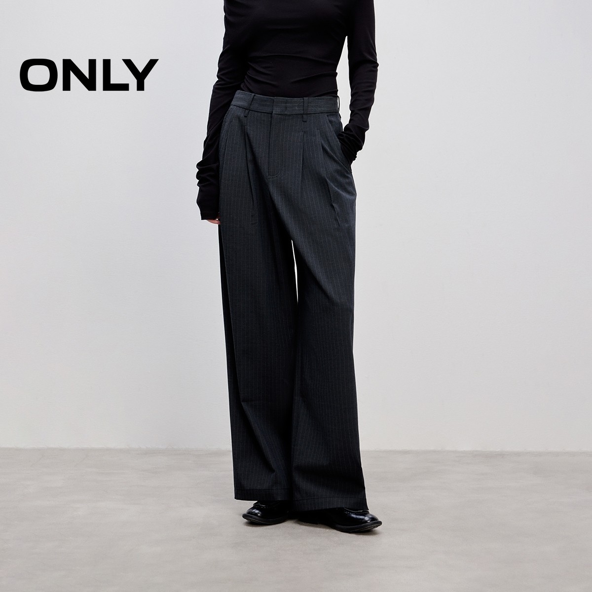 ONLY2025冬季新款时尚简约通勤宽松垂顺西裤直筒裤长裤休闲裤女