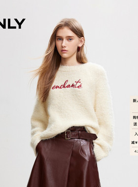 ONLY2026春季新款上衣含棉羊毛绒感设计圆领针织衫女|12513B005