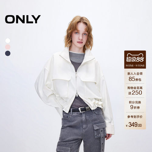 ONLY短款宽松高领风衣外套