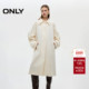 纯色翻领双层隐形门襟插肩宽松中长款 ONLY2025冬季 新款 风衣外套女