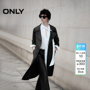 风衣外套女 酷飒翻领开衩PU中长款 1243PU001 时尚 ONLY冬季