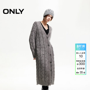 上衣女 ONLY冬季 针织衫 毛衣开衫 12443B003 慵懒感做旧长款