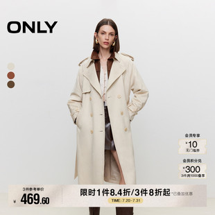 ONLY秋季 124436002 复古绑带柔软宽松翻领长款 风衣外套女