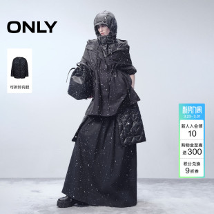 ONLY2025冬季 都市户外双层可拆卸宽松落肩松弛廓形羽绒服女 新款