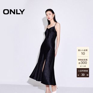 ONLY春季 热销气质法式 裙子显瘦V领吊带小黑裙连衣裙女 觅光裙