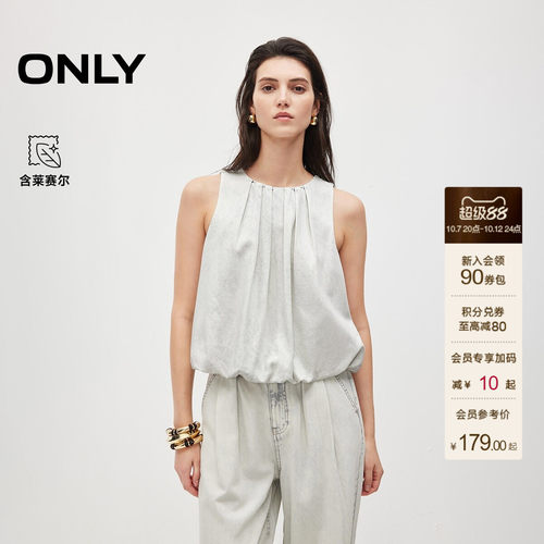 ONLY宽松短款无袖牛仔T恤