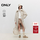 ONLY气质翻领泰迪毛牛角扣长款 羊毛纯色毛呢大衣女 12336U011