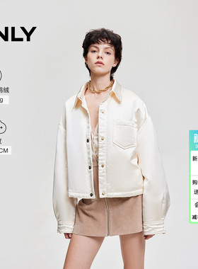 ONLY冬季90白鸭绒轻薄短款翻领衬衫羽绒服女|124423033