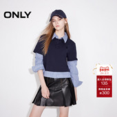 新款 学院风假两件格纹拼接衬衫 蕾丝衫 ONLY2026春季 女 125151001