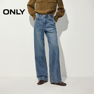 新款 牛仔裤 松弛风皮牌装 子直筒裤 女 饰水洗高腰裤 ONLY2026春季