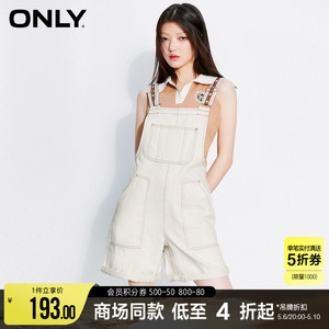 ONLY夏季时尚印花刺绣可调节背带短裤牛仔裤女|12327N001