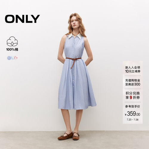 ONLY无袖翻领碎花连衣裙