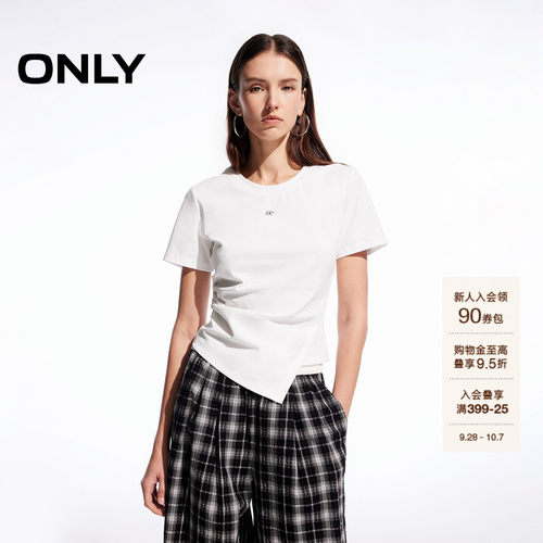 ONLY金属装饰短袖正肩T恤