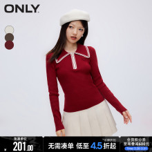 ONLY春季设计感简约翻领毛衣修身针织衫女|123413033