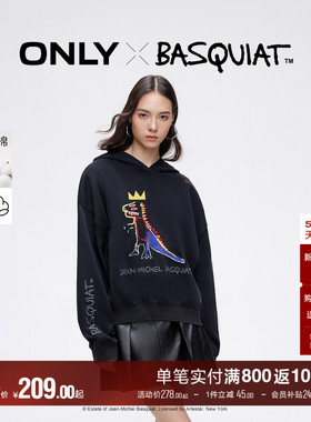 ONLY冬季BASQUIAT联名纯棉宽松连帽卫衣上衣女|12439S039