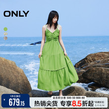 【油画裙】ONLY2024夏季新款度假印花吊带仙女连衣裙女|124207081