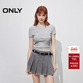 ONLY2026春季 T恤女 短袖 新款 雅致速写风景印花设计正肩圆领短款