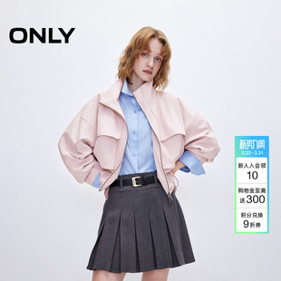 宽松高领休闲风薄款 ONLY2026春季 风大口袋短款 工装 风衣外套女 新款