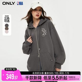 ONLY2024春季新款NBA联名款休闲连帽开衫宽松卫衣女|12419R006