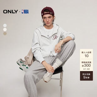 开衫 卫衣上衣女 双向拉链连帽插肩袖 短款 NBA联名 ONLY春季