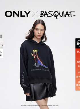 ONLY冬季BASQUIAT联名纯棉宽松连帽卫衣上衣女|12439S039