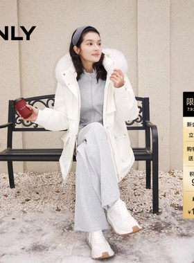 ONLY白鹅绒毛领工装派克羽绒服