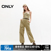 【莱赛尔】ONLY2024夏季新款工装风高腰连体裤休闲裤女|124144005