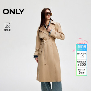风衣外套女 防风双排扣腰带长款 ONLY春季 通勤气质插肩袖