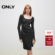 显瘦U型领针织短裙连衣裙女 ONLY秋季 螺纹修身 124346001