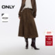 ONLY2026春季 新款 优雅显瘦拼接A型伞摆设计麂皮中长裙半身裙女
