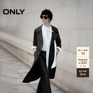 ONLY冬季 酷飒翻领开衩PU中长款 风衣外套女 1243PU001 时尚